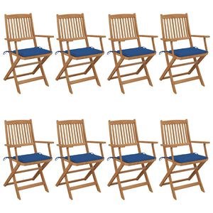 vidaXL Tuinstoelen 8 st inklapbaar met kussens massief acaciahout