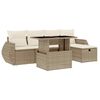 vidaXL 6-delige Loungeset met kussens poly rattan beige