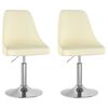 vidaXL Eetkamerstoelen 2 st draaibaar stof crèmekleurig