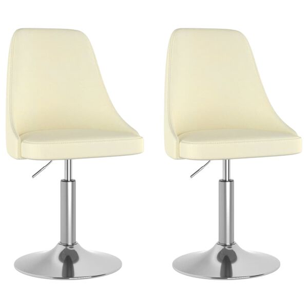 vidaXL Eetkamerstoelen 2 st draaibaar stof crèmekleurig