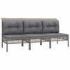 vidaXL 3-delige Loungeset met kussens poly rattan grijs