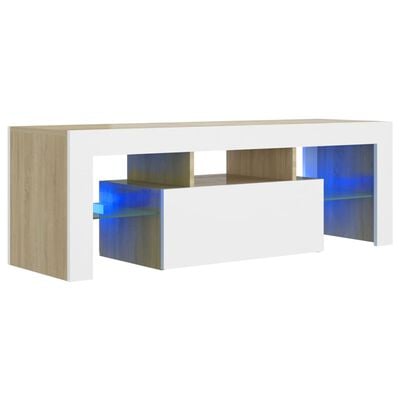 vidaXL Tv-meubel met LED-verlichting 120x35x40cm wit sonoma eikenkleur