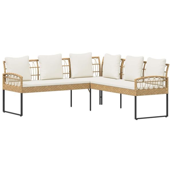 vidaXL Tuinbankenset met kussen 2 pcs Naturel Staal