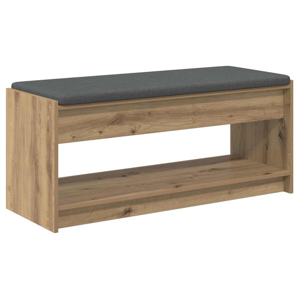vidaXL Halbank met kussen met plank Artisan Eiken 103 x 38 x 45 cm