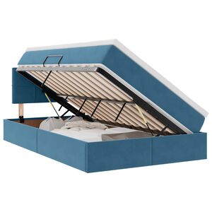 vidaXL Opbergbed met LED met matras Donkerblauw 120 x 200 cm Fluweel