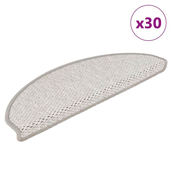 vidaXL Trapmatten zelfklevend Sisal-Look 30 st 65x21x4cm zilverkleurig
