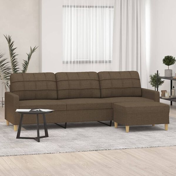 vidaXL Driezitsbank met voetenbank 210 cm stof bruin