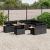 vidaXL 10-delige Loungeset met kussens poly rattan zwart
