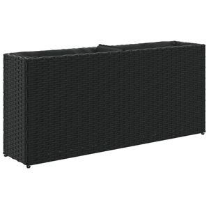 vidaXL Plantenbak met 2 potten 90x20x40 cm poly rattan zwart