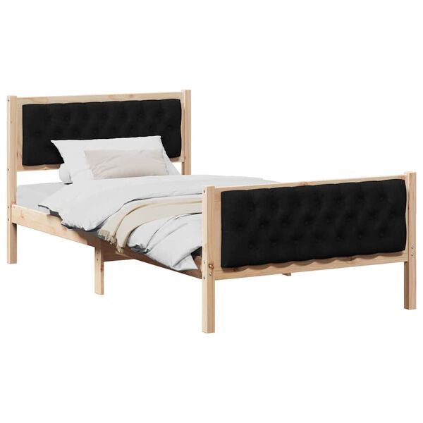 vidaXL Bedframe met hoofdeinde Zwart 100 x 200 cm Massief grenenhout