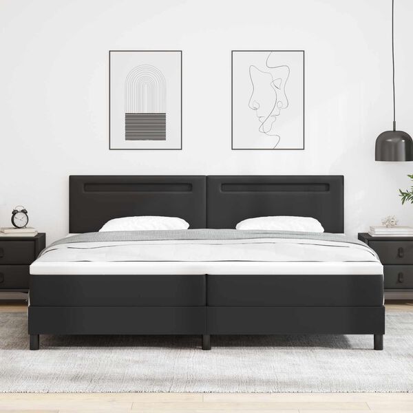 vidaXL Boxspringbed met matras met LED Zwart 200 x 200 cm Kunstleer
