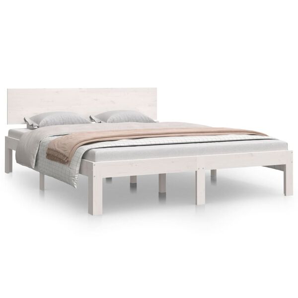 vidaXL Bedframe massief grenenhout wit 140x190 cm