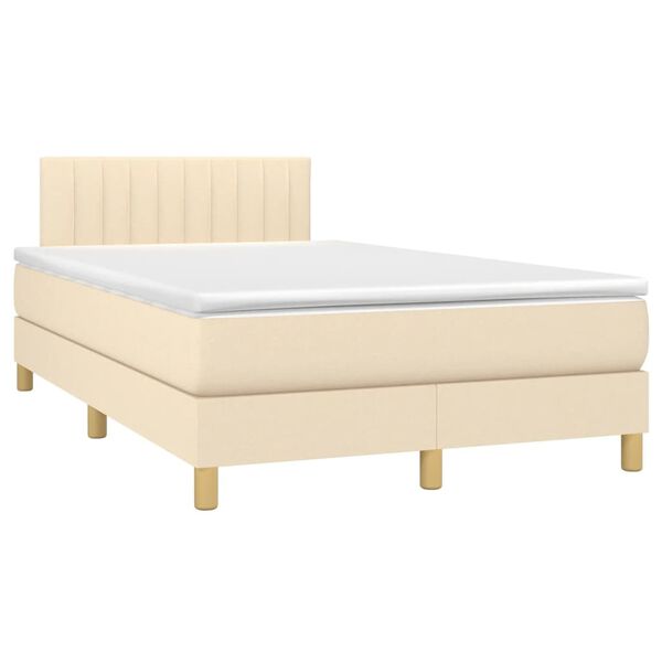 vidaXL Boxspring met matras stof cr&egrave;mekleurig 120x190 cm