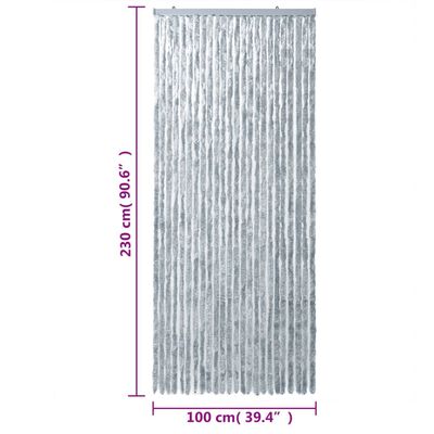 vidaXL Vliegengordijn 100x230 cm chenille wit en grijs