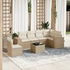 vidaXL 7-delige Loungeset met kussens poly rattan beige