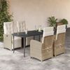 vidaXL 5-delige Tuinset met kussens poly rattan beige