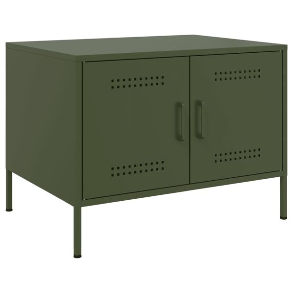 vidaXL Salontafel 68x50x50,5 cm staal olijfgroen