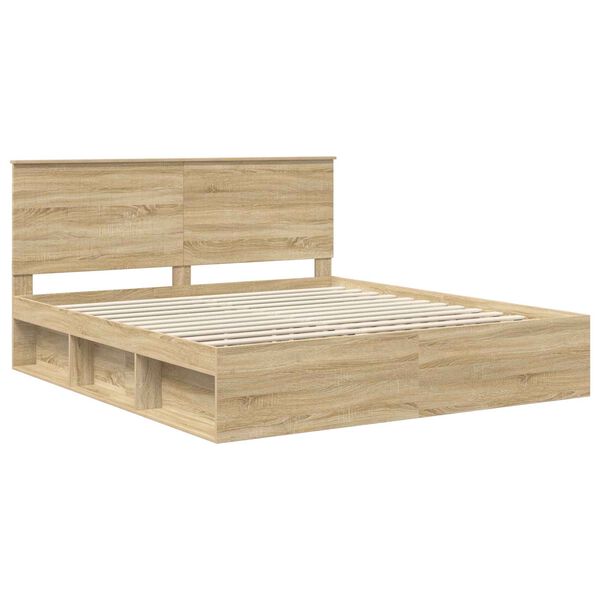 vidaXL Bedframe met hoofdeinde Sonoma 180 x 200 cm Massief grenenhout