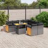 vidaXL 9-delige Loungeset met kussens poly rattan zwart