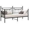 vidaXL Bedframe voor een daybed met hoofdeinde Zwart 80 x 200 cm Staal
