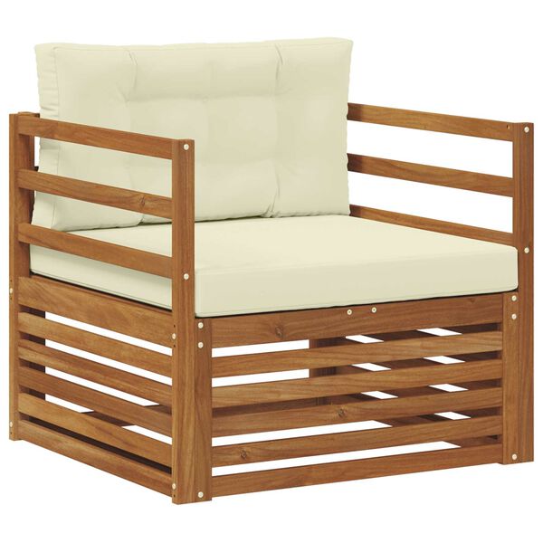 vidaXL Buiten bankenset Massief Acaciahout en Polyester Naturel