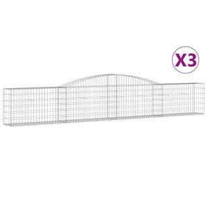 vidaXL Schanskorven 3 st gewelfd 400x30x60/80 cm ijzer