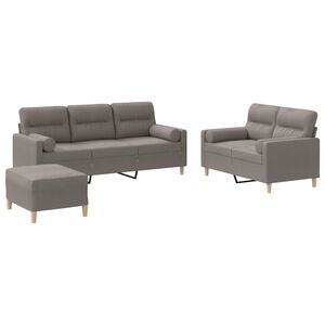 vidaXL 3-delige Loungeset met kussens stof taupe