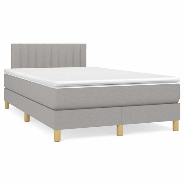 vidaXL Boxspring met matras en LED stof lichtgrijs 120x190 cm