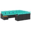 vidaXL 11-delige tuinbankset met kussens, zwart polyrotan