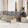 vidaXL Tuin Sofa Set met kussen 9 pcs beige en lichtgrijs Poly riet