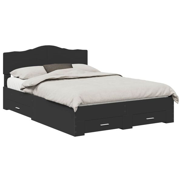 vidaXL Bedframe met hoofdeinde Zwart 160 x 200 cm Bewerkt hout