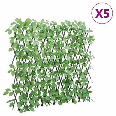 vidaXL Kunstplant klimop op latwerk 5 st uittrekbaar 180x65 cm groen