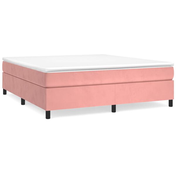vidaXL Boxspring met matras fluweel roze 180x200 cm