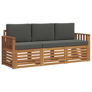 vidaXL Sofa-Sets 3 pcs Natuurlijk en Antraciet Massief Acaciahout