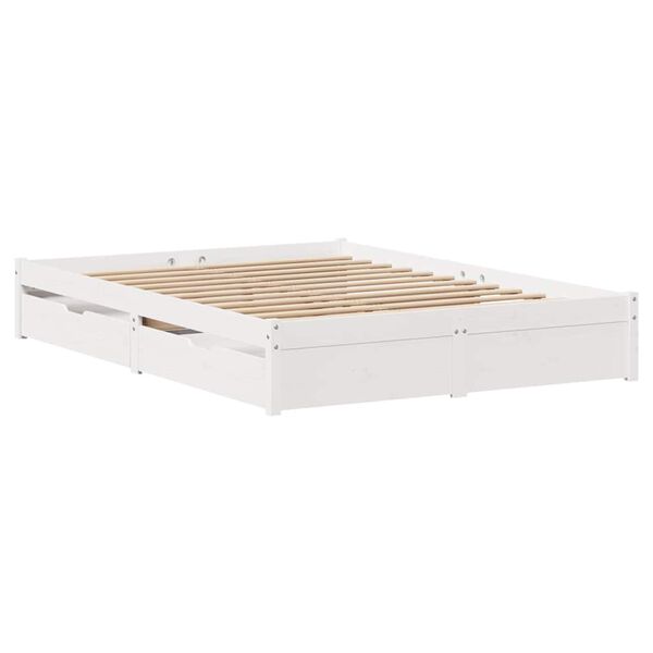 vidaXL Bedframe zonder matras massief grenenhout wit 120x200 cm