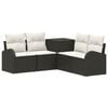 vidaXL Bankstel 5 st Zwart en Cream Wit Poly Rattan en Staal