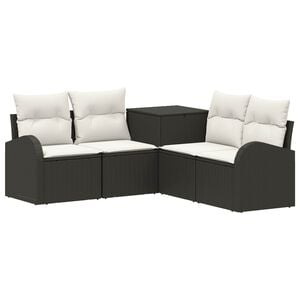 vidaXL Bankstel 5 st Zwart en Cream Wit 179 x 179 x 85 cm