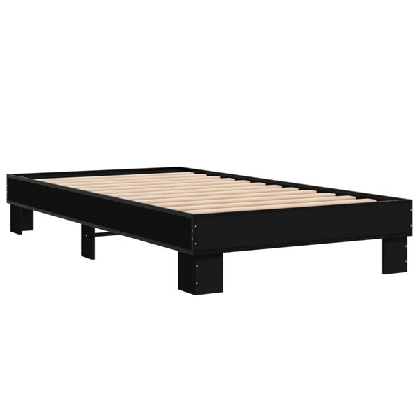 vidaXL Bedframe bewerkt hout en metaal zwart 90x190 cm