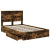 vidaXL Opslag bed met lade Gerookt eiken 120 x 200 cm Bewerkt hout
