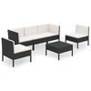 vidaXL 6-delige Loungeset met kussens poly rattan zwart