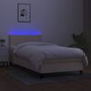 vidaXL Boxspring met matras en LED stof cr&egrave;mekleurig 90x190 cm