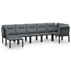 vidaXL 7-delige Loungeset poly rattan zwart en grijs