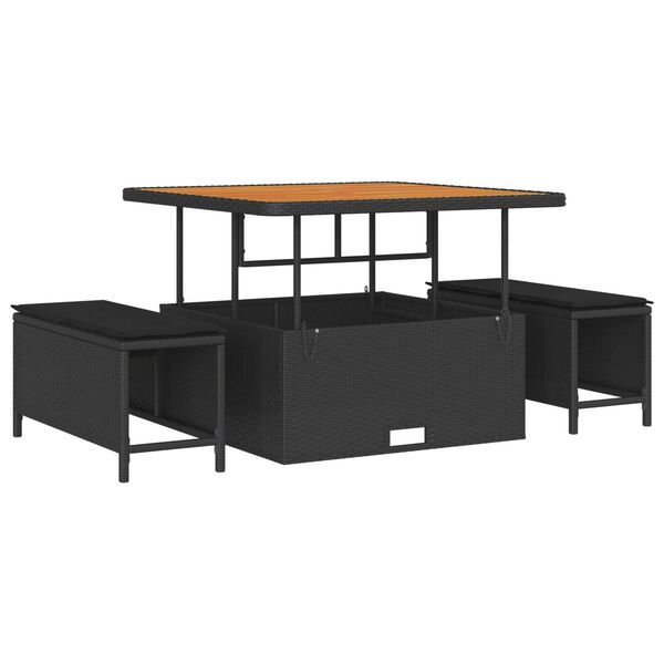 vidaXL Tuin Sofa Set met kussen met opslag met kussen 13 pcs Zwart