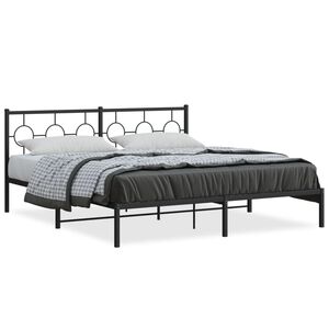 vidaXL Bedframe met hoofdbord metaal zwart 180x200 cm