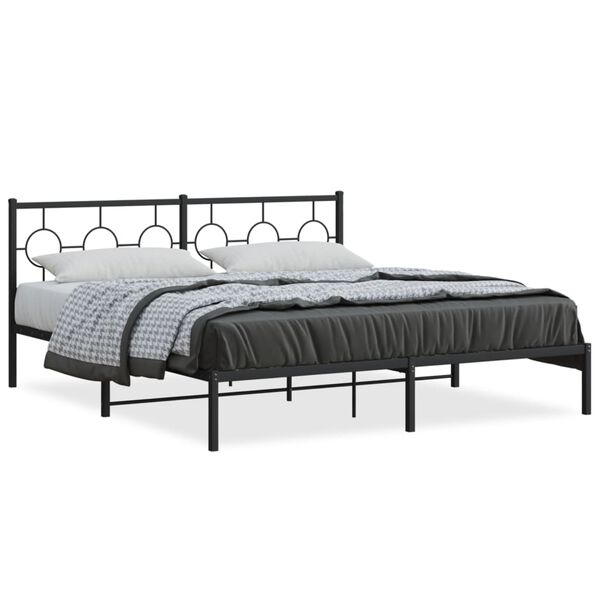 vidaXL Bedframe met hoofdbord metaal zwart 180x200 cm
