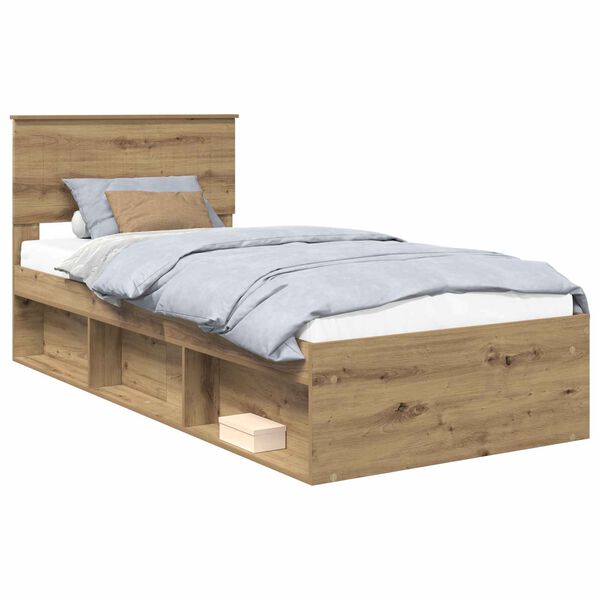 vidaXL Bedframe Ambachtelijk eiken 90 x 190 cm Massief grenenhout