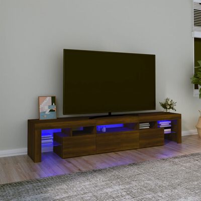 vidaXL Tv-meubel met LED-verlichting 200x36,5x40 cm bruin eikenkleur
