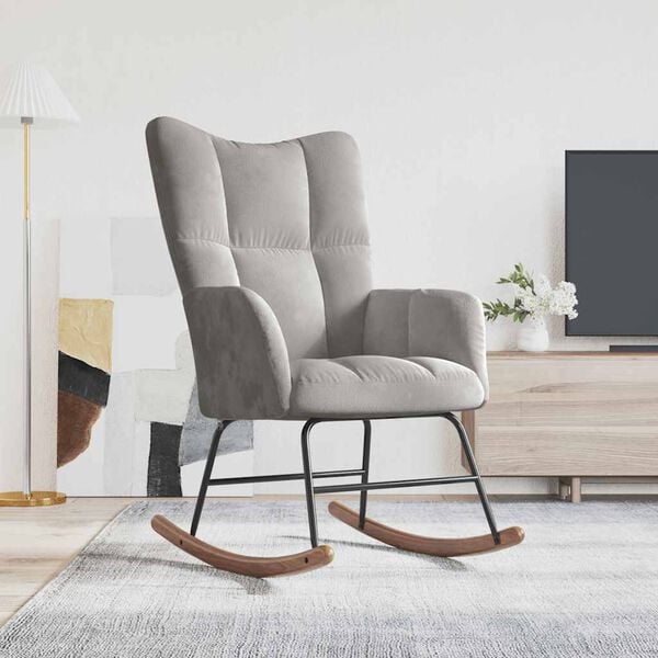 vidaXL Schommelstoel fluweel lichtgrijs