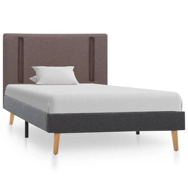 vidaXL Bedframe met LED stof taupe en donkergrijs 100x200 cm