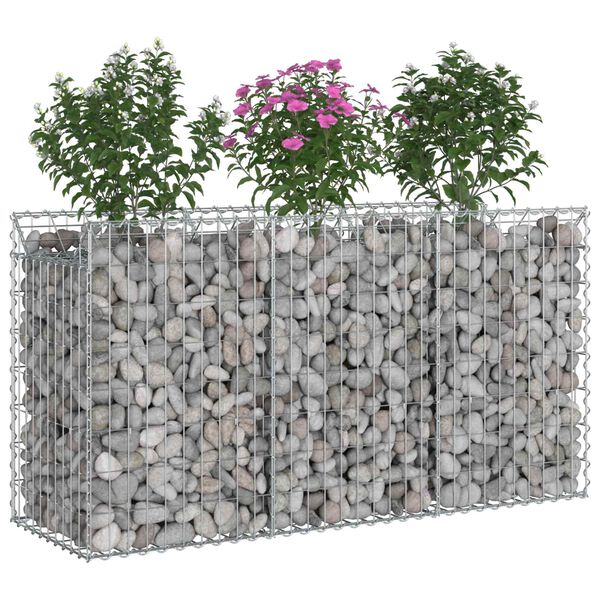 vidaXL Gabion Verhoogd Bed Zilver 150 x 50 x 80 cm